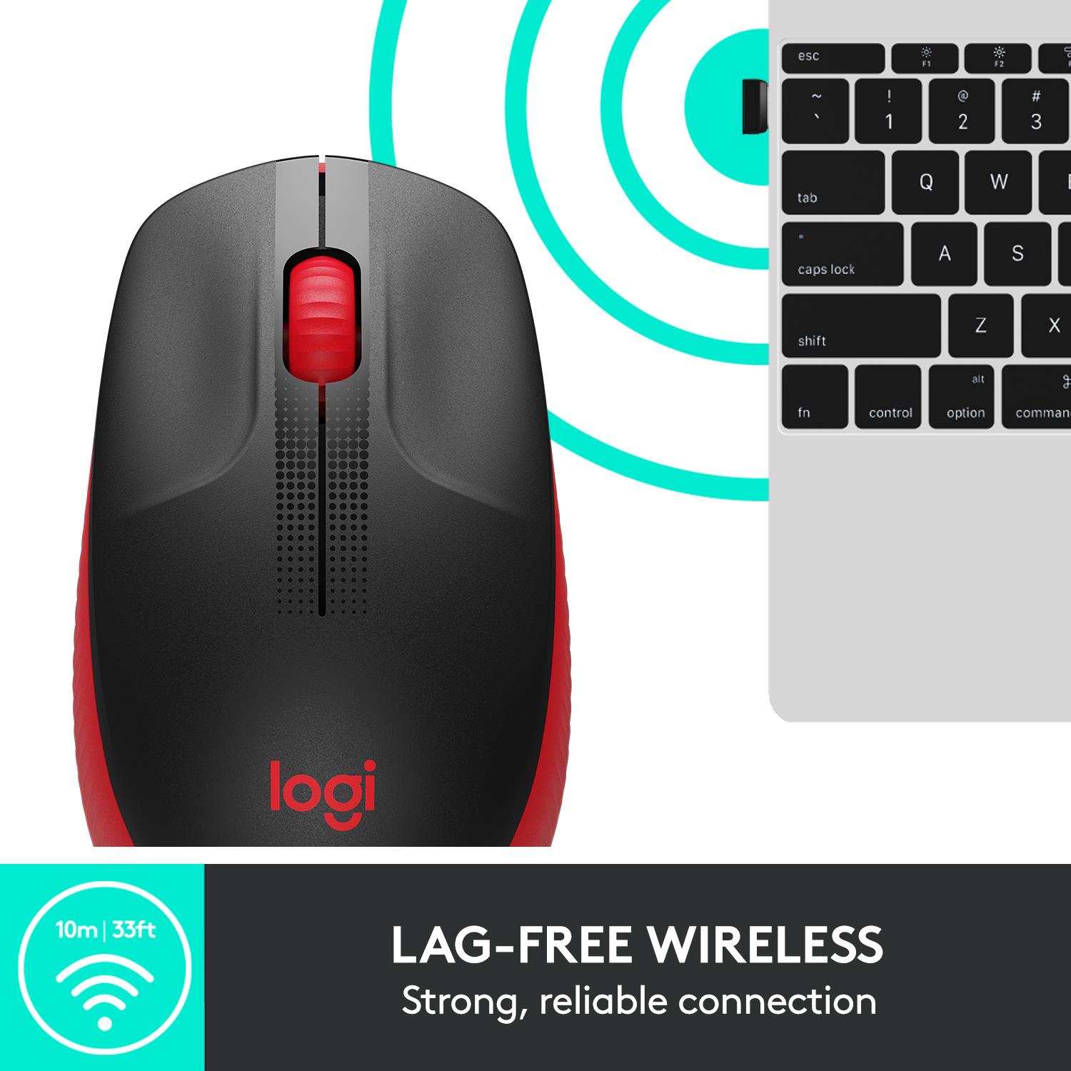 e99d1cdf-9b3d-4d3c-9038-a50181572507 Pelė Logitech M190, raudona, matoma iš šono su mygtukais