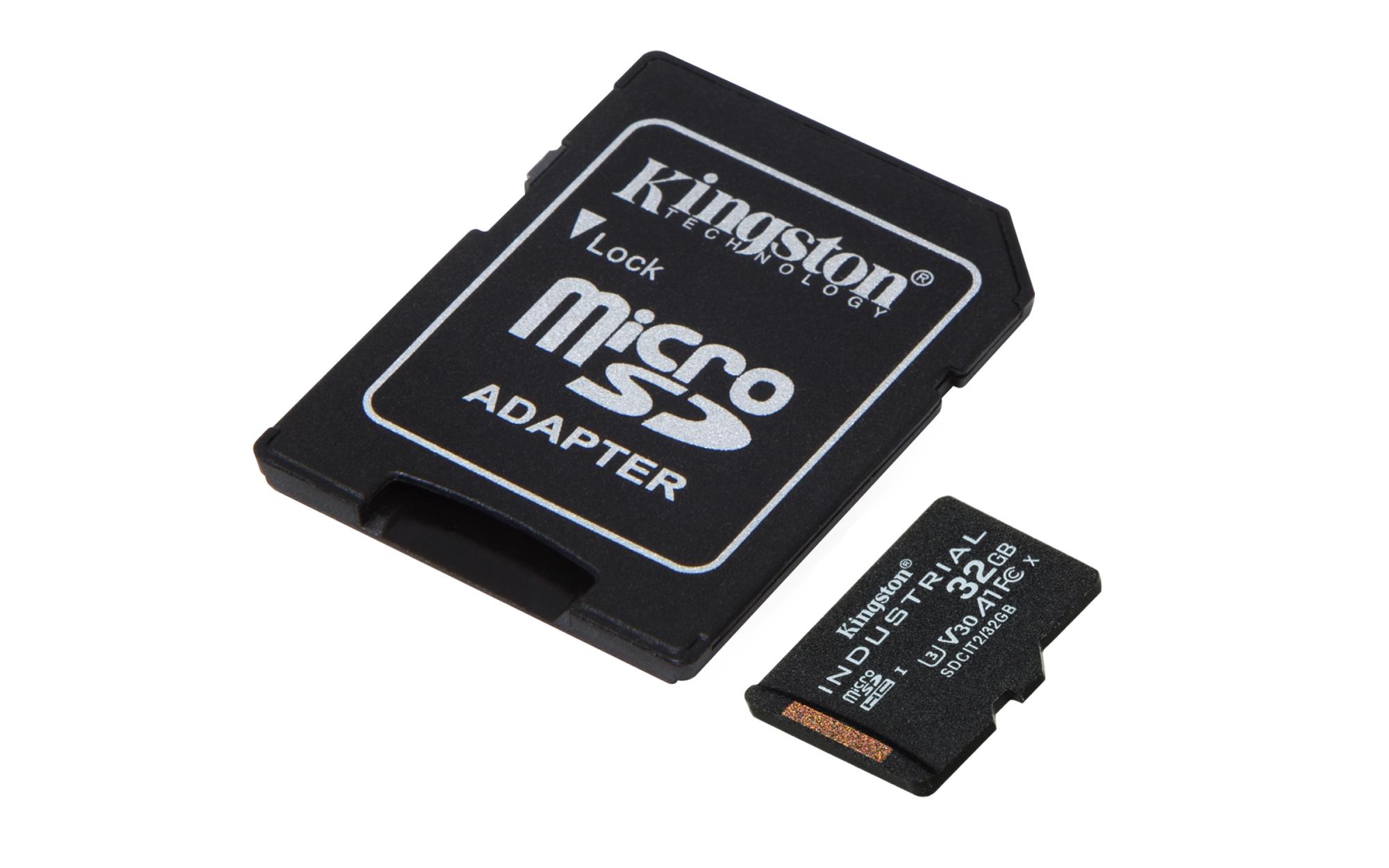 ede4eed5-4baa-47ed-a86c-b1d9e4124df4 microSDHC kortelė Kingston UHS-I 32 GB, artimas vaizdas su etiketėmis