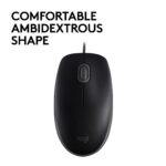 Pelė Logitech B110 Silent, vaizdas iš šono su USB jungtimi