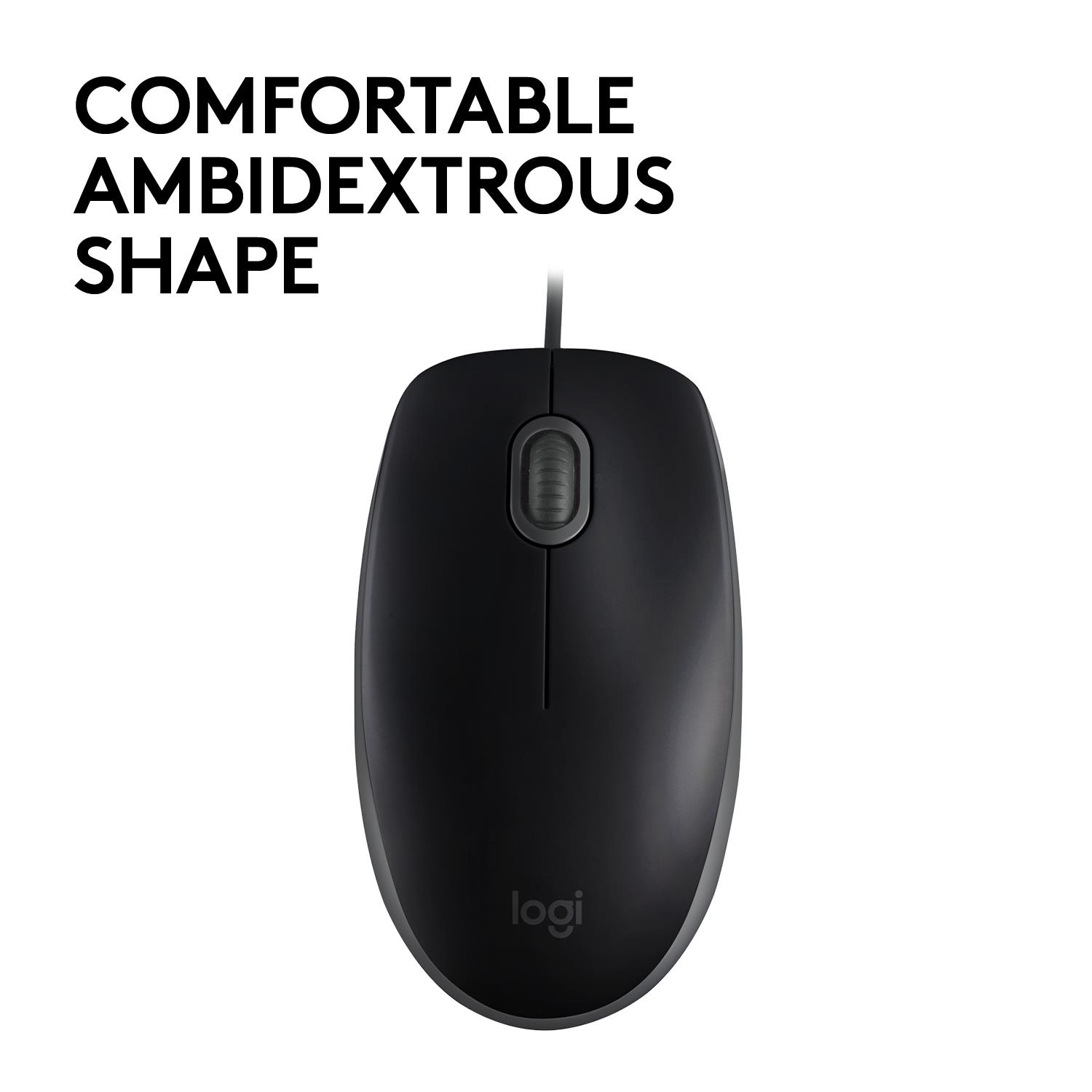 ef254b9e-0a5e-4e97-9cce-53c3d7fbf2c0 Pelė Logitech B110 Silent, vaizdas iš šono su USB jungtimi