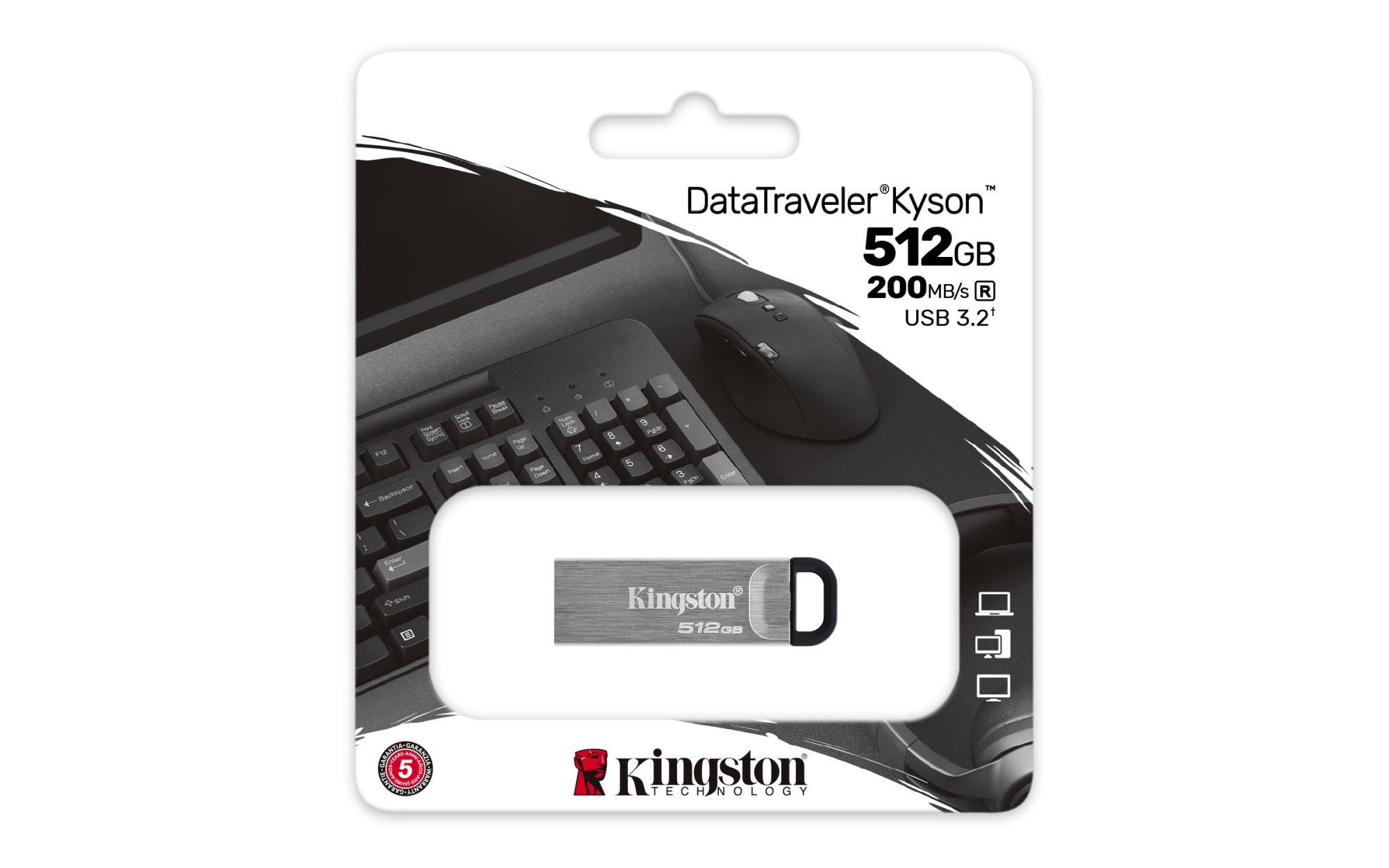 ff0e7298-8349-4f2e-8033-49e1b4778de0 USB atmintinė Kingston DataTraveler Kyson, 512 GB, šoninis vaizdas