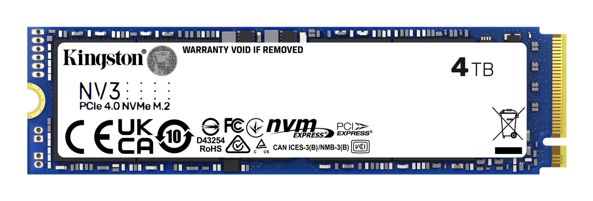 1f4ef081-d525-4094-b2e5-60b1342f7550 SSD Kingston NV3 M.2 2280 su PCIe 4.0 x4, šoninis vaizdas
