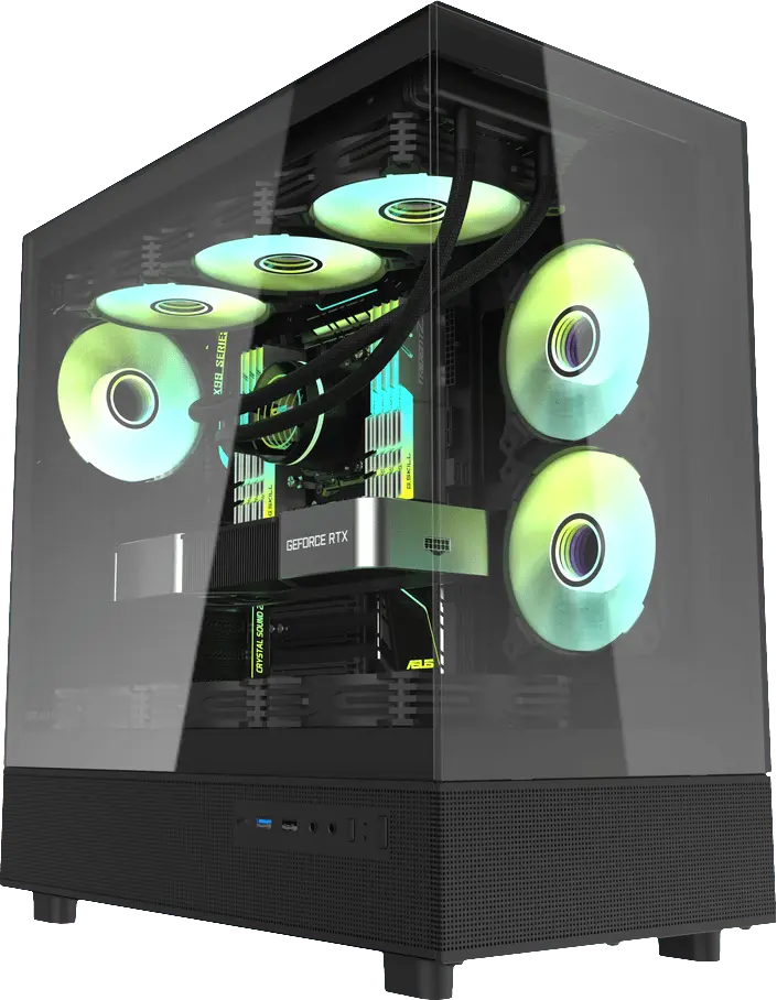 202404250020155 Darkflash DPX90 korpusas juodas su trimis ventiliatoriais