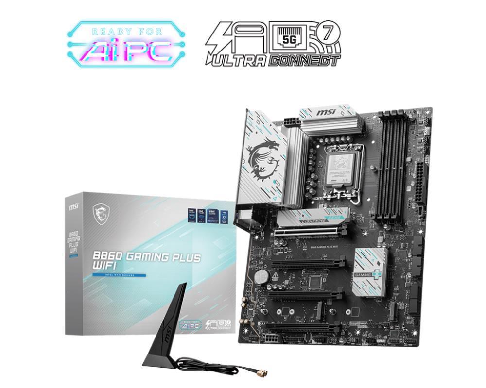 094ea3db-a8ae-4e43-ae0e-69afc676f898 MSI B860 GAMING PLUS WIFI su Intel procesoriaus lizdu LGA1851 ir DDR5 atmintimi