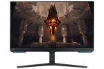 Monitorius Samsung LS32BG700EUXEN, šoninis vaizdas su reguliuojamu stovu