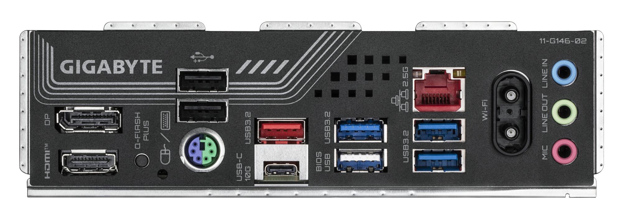 2dec5212-7f14-4135-8532-6b9a7b45e102 Motininė plokštė Gigabyte B850 GAMING X WIFI6E, šoninis vaizdas su jungčių išdėstymu