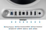 Monitorius Samsung LS27DG610SUXEN, šoninis vaizdas su HDMI ir DisplayPort prievadais