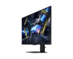 Monitorius Samsung LS32DG702EUXDU, matomas iš šono, rodo HDMI ir DisplayPort prievadus