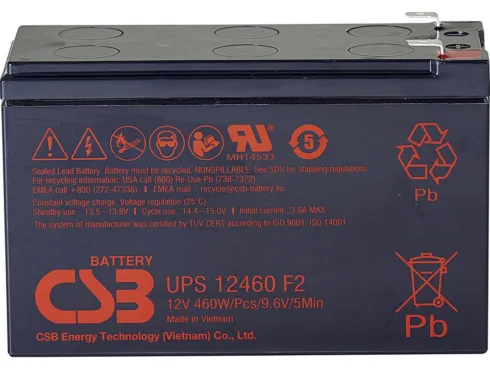 CSB Battery Battery 12V, 9Ah, AGM | UPS12460F2 | 460 W