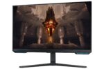 Monitorius Samsung LS32BG700EUXEN, šoninis vaizdas su reguliuojamu stovu