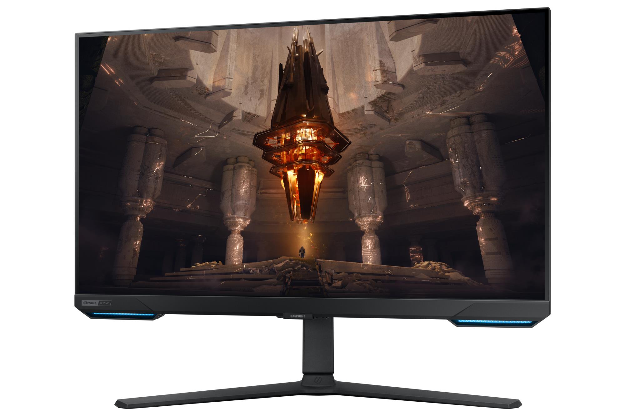 64977ce3-fda8-48fb-b0e2-417feb0ca3cf Monitorius Samsung LS32BG700EUXEN, šoninis vaizdas su reguliuojamu stovu