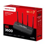 Routerio MERCUSYS MR27BE, matomas iš šono su Ethernet LAN prievadais