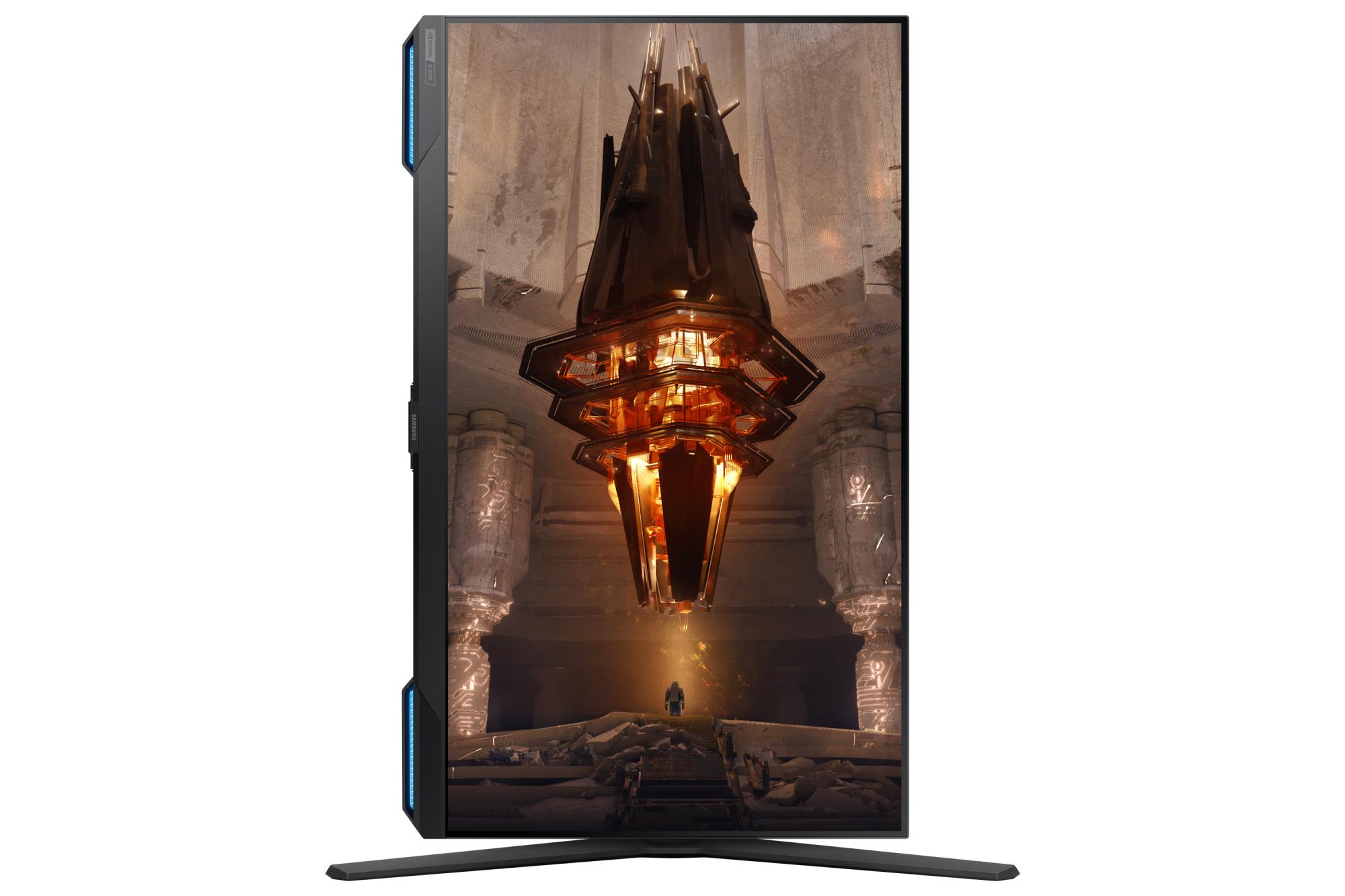 b3eb606e-9191-4cd7-9ead-f8870d6f475c Monitorius Samsung LS32BG700EUXEN, šoninis vaizdas su reguliuojamu stovu