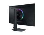 Monitorius Samsung LS32DG702EUXDU, matomas iš šono, rodo HDMI ir DisplayPort prievadus