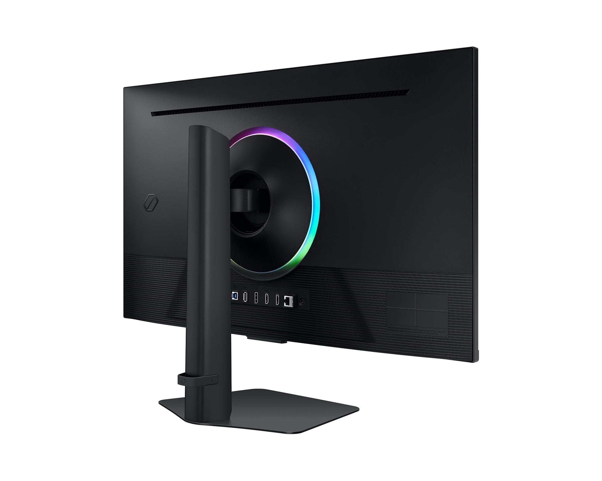 cdc2ca79-81e5-4fe3-beec-a1fcb0e9645b Monitorius Samsung LS32DG702EUXDU, matomas iš šono, rodo HDMI ir DisplayPort prievadus