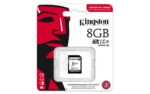 SDHC SD kortelė su 8 GB talpa, matoma iš šono
