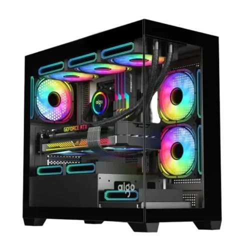 Aigo C218M korpusas su Aigo AE650 PSU ir 3 ARGB ventiliatoriais