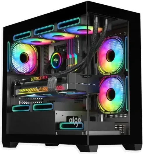 Aigo C218M korpusas su Aigo AE650 PSU ir 3 ARGB ventiliatoriais