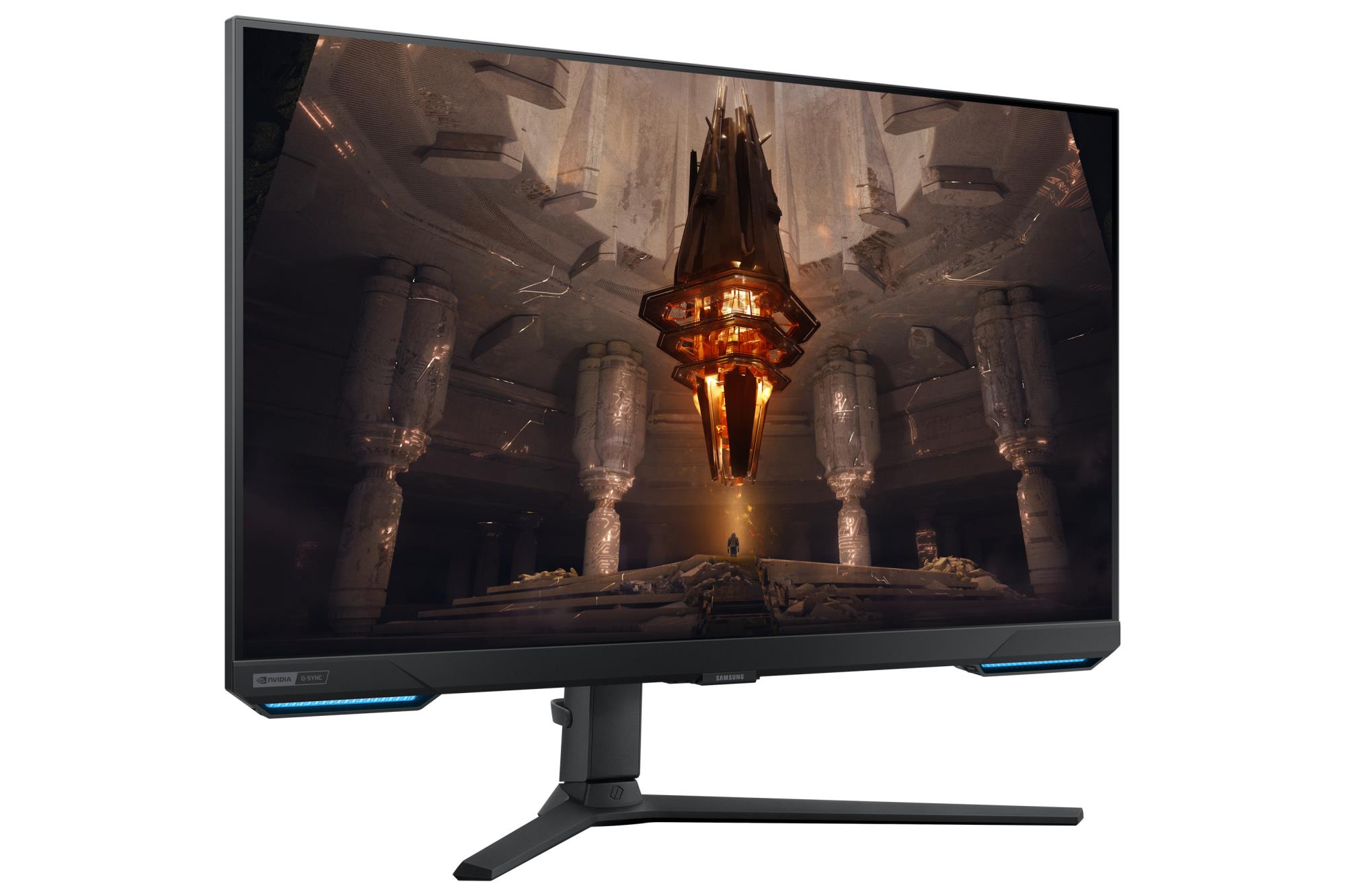 e4c45573-c810-44e8-b488-f40e505ebb2e Monitorius Samsung LS32BG700EUXEN, šoninis vaizdas su HDMI prievadų išdėstymu