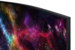 Monitorius Samsung Odyssey Neo G9 G95NC, šoninis vaizdas su išlenktu ekranu