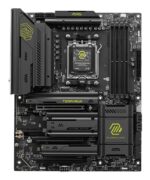 Motininė plokštė MSI MAG X870E TOMAHAWK WIFI, viršutinė perspektyva su jungtimis