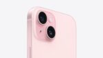 iPhone 15 128GB rožinė spalva, matomas galinis korpusas ir kamera