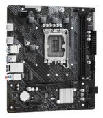 Motininė plokštė ASRock H610M-H2/M.2, vaizdas iš šono su jungčių išdėstymu