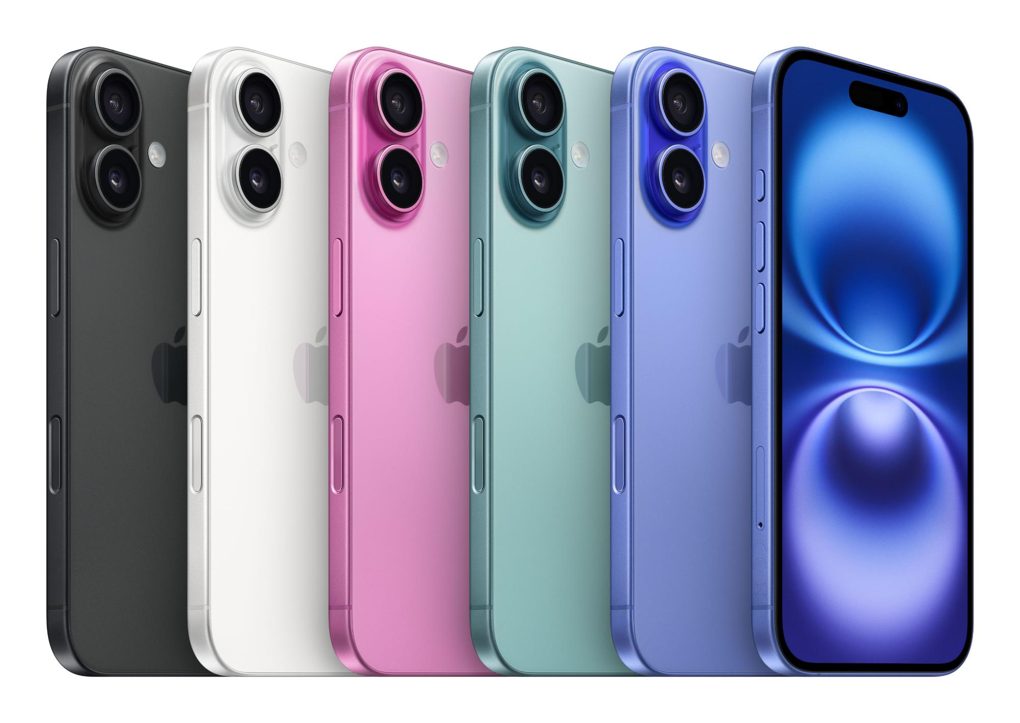 4d9076cf-d7d2-412d-baba-a4e1606312e1 iPhone 16 juodas, matomas iš šono, rodo kameros išdėstymą ir mygtukus
