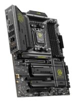 Motininė plokštė MSI MAG X870E TOMAHAWK WIFI, viršutinė perspektyva su jungtimis
