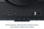 Monitorius Samsung LS27DG702EUXDU, šoninis vaizdas su HDMI prievadų išdėstymu