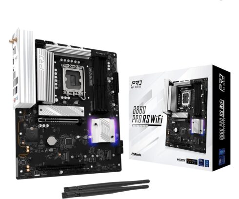 ASRock B860 PRO RS WIFI su Intel procesoriaus lizdu LGA1851 ir DDR5 atmintimi