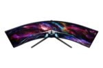 Monitorius Samsung Odyssey Neo G9 G95NC, vaizdas iš šono, rodo kreivumą