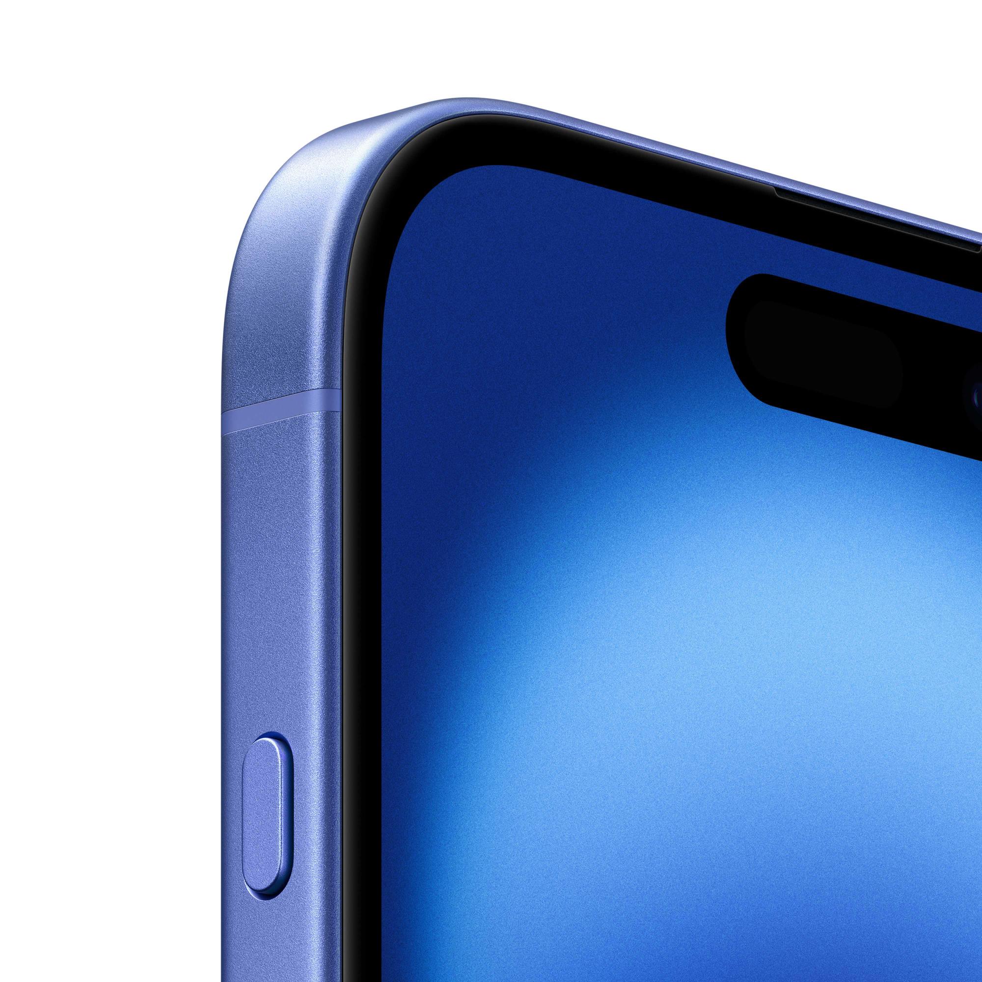 bc5895af-c69a-45bd-bdc0-ae347211bdb5 iPhone 16 Ultramarine su matiniu paviršiumi, šoninis vaizdas