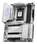 Motininė plokštė MSI MPG B850 EDGE TI WIFI, viršutinė perspektyva su jungčių išdėstymu