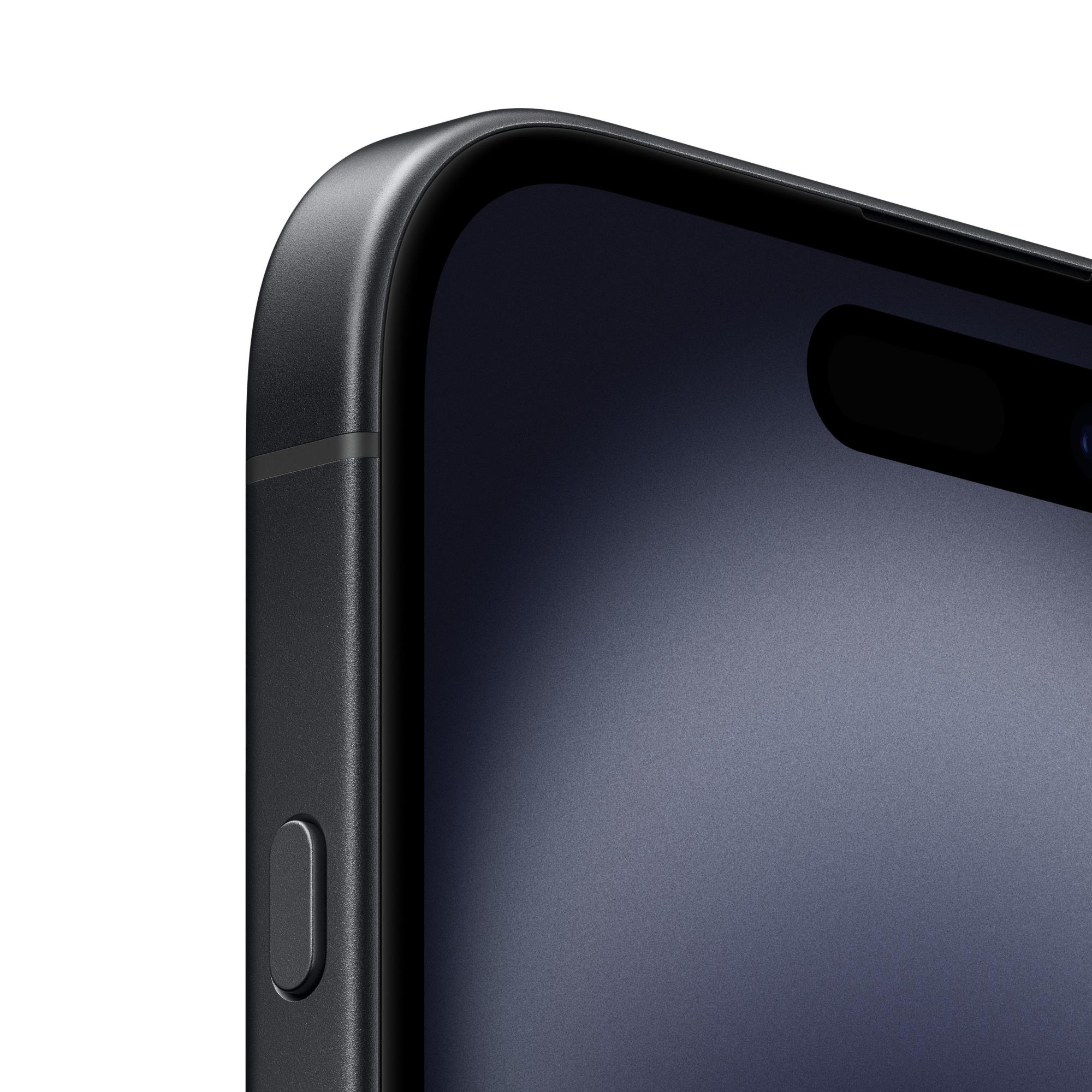 e13799a2-0edc-436e-ba45-e3cfe34a9988 iPhone 16 juodas, šoninis vaizdas su matomais mygtukais ir jungtimis
