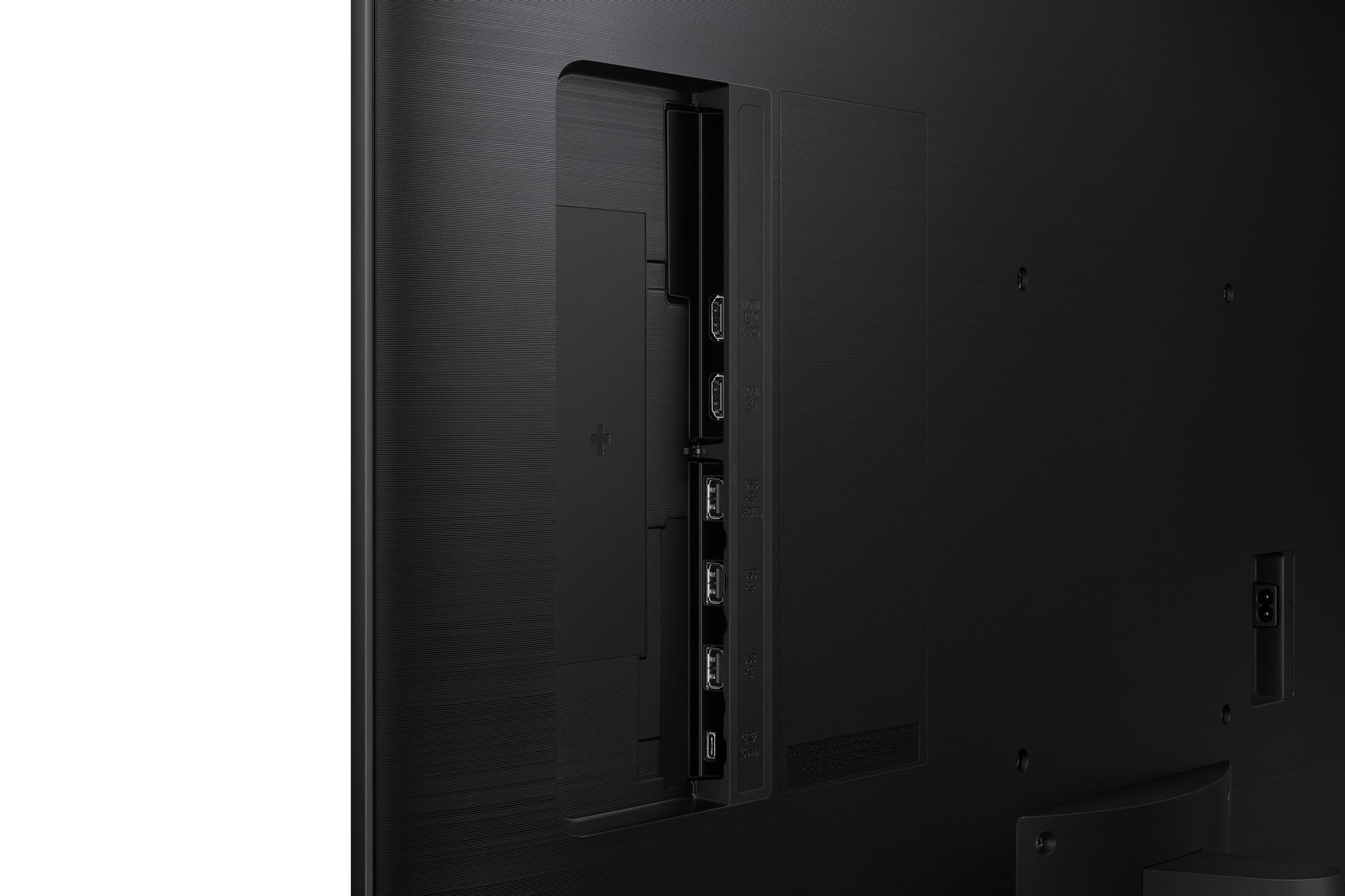 fb33ef0e-59ee-4871-bed9-f3b9fa86b3d4 Monitorius Samsung LS43DM702UUXDU, šoninis vaizdas su HDMI prievadų išdėstymu
