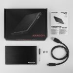 AXAGON EE25-XA6 išorinis dėklas, matomas iš šono, su USB 3.2 Gen 1 jungtimi