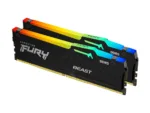 Atminties modulis Fury Beast RGB, matomas iš šono, su RGB apšvietimu