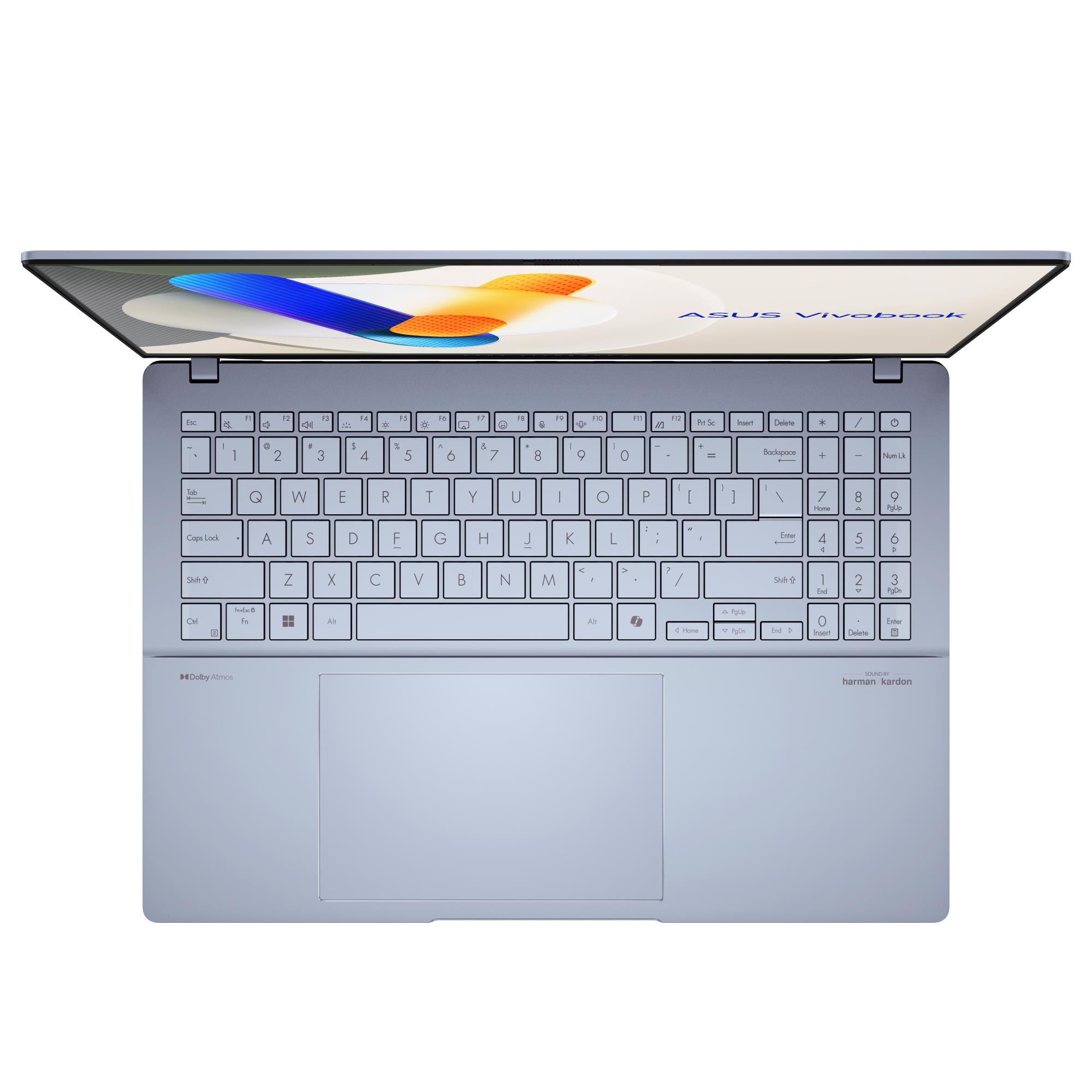 558bc413-a09a-4fe1-9440-1e8d18ae347d Nešiojamas kompiuteris Asus Vivobook S 16, matomas iš šono, su atidarytu ekranu