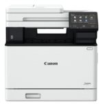 Canon i-SENSYS MF750 spausdintuvas, matomas iš šono su atidarytomis durelėmis