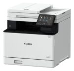 Canon i-SENSYS MF750 spausdintuvas, matomas iš šono su atidarytu dangčiu
