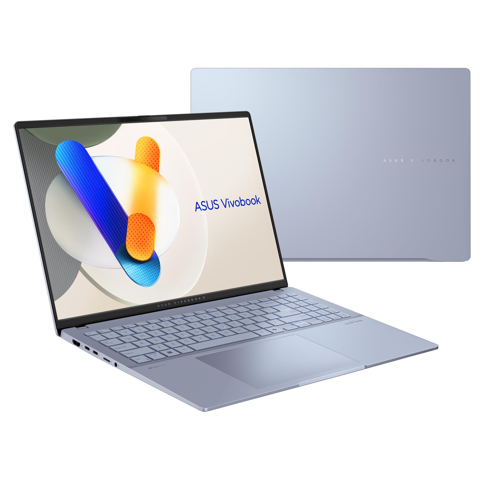 c09d3a5f-1ad4-4e36-9f2f-6b84100b4b95 Nešiojamas kompiuteris Asus Vivobook S 16, šoninis vaizdas su klaviatūra ir ekranu