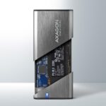 AXAGON EEM2-SG2 metal box, top view showing USB-C port and ventilation holes