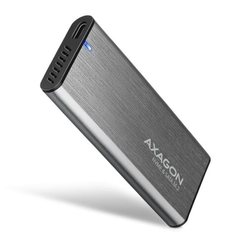 AXAGON EEM2-SG2 išorinis metalinis dėklas M.2 NVMe ir SATA SSD diskams