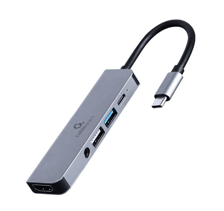 e09b30f6-a20d-4246-aa51-7362e38d17eb Cablexpert USB Type-C 5-in-1 adapter su HDMI ir PD įkrovimu