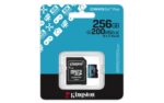 Kingston Canvas Go! Plus 256 GB microSD kortelė, užfiksuota iš arti