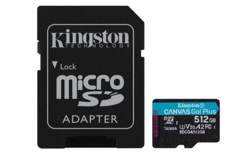 Kingston Canvas Go! Plus 512 GB microSD, UHS-I, V30, A2 klasė