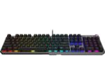 Klaviatūros MSI STRIKE 600 SILENT US apžvalga iš šono, rodo klavišų išdėstymą