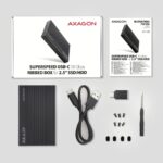 AXAGON EE25-GTR USB-C 10Gbps RIBBED box su atidarymu ir jungtimis