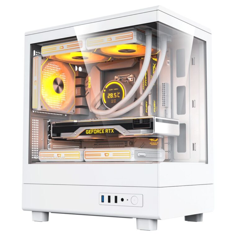 Surinktas žaidimų kompiuteris — korpusas Darkflash DB330M White (3x ARGB Fan, RESET) -Nauja